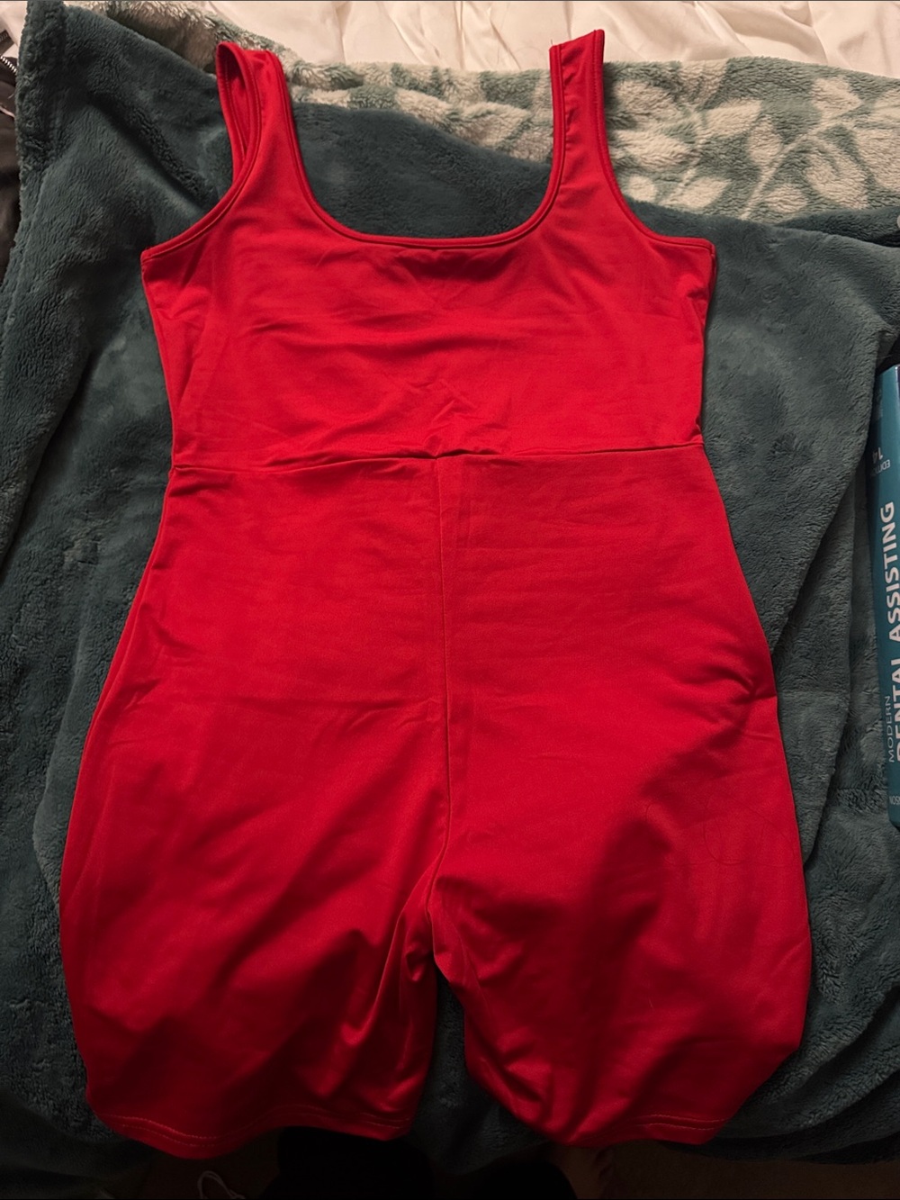 Soft Red Scoop-Neck Stretch Romper